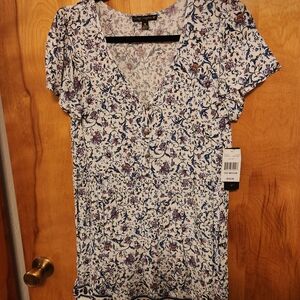 Floral V-Neck Women Top